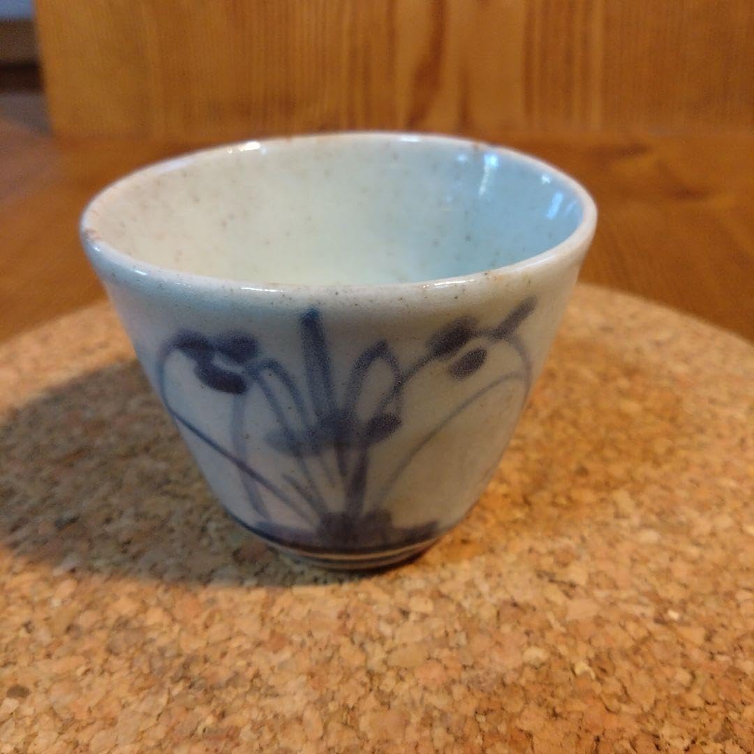 江戸時代 染付 大明年製 金彩色絵花鳥文 輪花 そば猪口 元禄伊万里